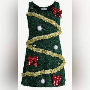 No Boundaries Christmas Tree Tinsel Mini Dress, Women’s